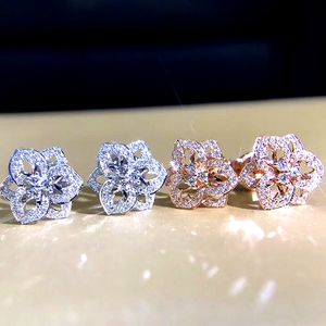 Charme fleur boucle d'oreille AAAAA Zircon couleur argent bijoux fiançailles boucles d'oreilles de mariage pour les femmes cadeau de mariée