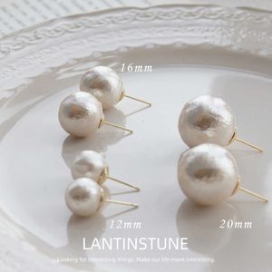 Charme français sens avancé coton perle boucles d'oreilles pour femmes Wiintage luxe or blanc couleur jeune fille plié bijoux de fête N481 G230307