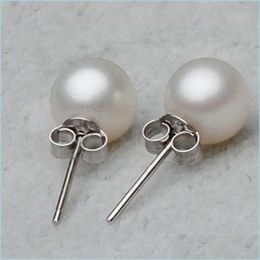 Charm Freshwater Cured Pearl Ball Stud Pendientes 925 Sterling Sier para mujeres Pendientes coreanos Joyería fina 1322 Q2 Drop Delivery 2021 Dh Dhxrm