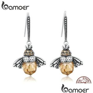 Charme Véritable 925 Sterling Sier Belle Orange Abeille Animal Boucles D'oreilles Pour Femmes Bijoux Cadeau Bijoux Sce149 Drop Delive Dhgarden Otbsm