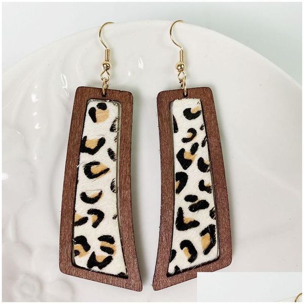 Charm Pendientes de cuero genuino para mujer Pelo de caballo Simetría geométrica Textura de leopardo Joyería Regalo de fiesta Venta al por mayor Entrega de gota Dhcys