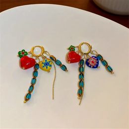 Charme géométrique pleine couleur perles en forme de coeur boucles d'oreilles pour femmes accessoires bohême personnalité cerceau boucle d'oreille bijoux de fête 231205