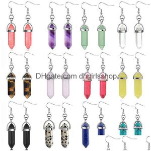 Charme Géométrique Hexagonal Pierre Naturelle Perle Goutte Quartz Boucle D'oreille Décoration Bijoux Piercing Femmes Cadeau 1 Paire Livraison Boucles D'oreilles Dhd5X