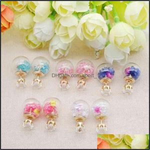 Encanto Bola de cristal Joyas rotas Diamantes Pendientes de flores secas Encanto Natural Secado Romántico Elegante Dulce Belleza Sexual Gi Dhseller2010 Dho1C