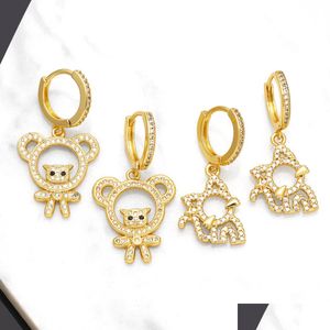 Charme Plaqué Or Cerceaux Mignon Creux Chat Boucles D'oreilles Pour Femmes Cuivre Cz Strass Hie Animal Bijoux Drop Livraison Bijoux Boucles D'oreilles Dh7Sf