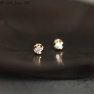 Charm Goldtutu 9k oro puro único torbellino cristal Stud pendientes Mini mujeres delicadas Mini estilo Simple regalo dama de honor Z230712