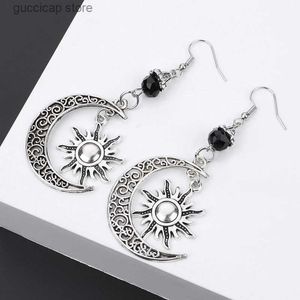 Charme gotische donkere stijl maan zon pentagram oorbellen occulte halve maan Wicca heks bungelen oorbellen voor vrouwen handgemaakte goth sieraden cadeau Y240328