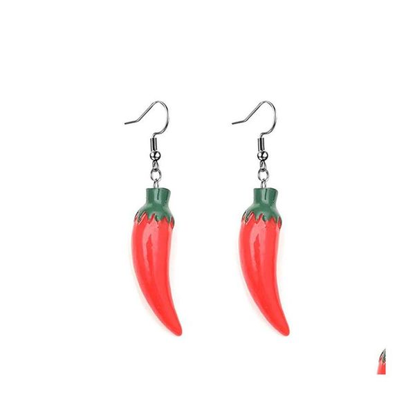 Charme vert rouge poivre pour les femmes résine drôle nourriture légumes bijoux unique fête boucles d'oreilles cadeau d'anniversaire livraison Otdvd