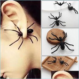 Charm Halloween Decoratie Charm Costumes For Woman 3d Creepy Black Spider Ear Stud Earrings Party Diy Decorations Drop Delivery 202 Dhana