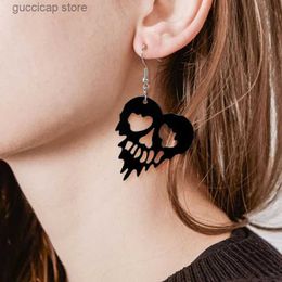 Charme Halloween Femmes Boucles D'oreilles Noir Fantôme Tête De Crâne Boucles D'oreilles Personnalisé Discothèque Femelle Acrylique Bijoux Y240328