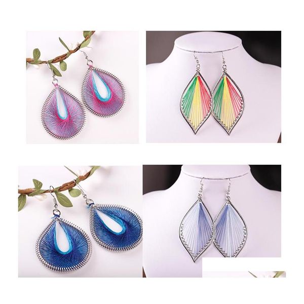 Pendientes colgantes hechos a mano con hilo de seda para mujer, aretes bohemios creativos étnicos para fiesta, joyería, entrega directa, Othgs