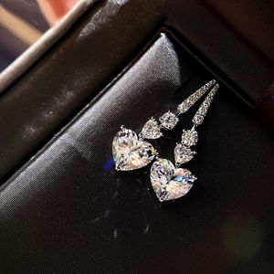 Charm Heart Cut Moissanite 925 Sterling Silver Dangle Earring Sieraden Gemstones Party Wedding Drop oorbellen voor vrouwencadeau