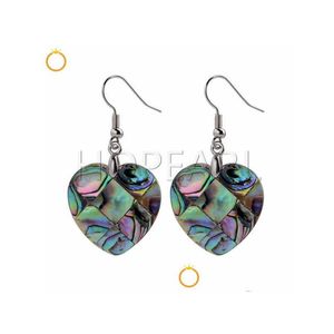 Charme Coeur Paua Abalone Shell Boucles D'oreilles Pour Dames Filles Plage Bijoux Naturel 5 Paires Drop Delivery Dha01