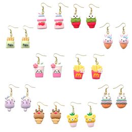 Charm Ice Cream Earring Voor Vrouwen Hars Frieten Candy Drop Oorbellen Kinderen Handgemaakte Sieraden Diy Geschenken Levering Smtcd