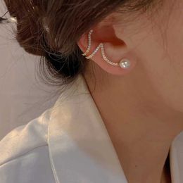 Charme ingelegde Rhinestone Clip oorbellen voor vrouwen Fashion Pearl Earrings Ear Bone Clip Wedding Party Sieraden Geschenken