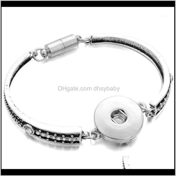 Charm Jewelry 18Mm Botones a presión Pulsera Flores enteras Talladas Pulseras magnéticas vintage para mujeres Hombres Ptu7R2701