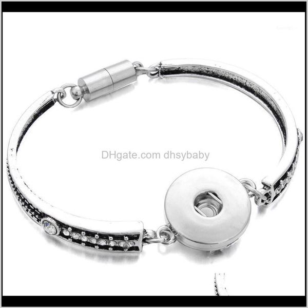 Charme Bijoux 18Mm Snap Boutons Bracelet Fleurs Entières Sculpté Vintage Bracelets Magnétiques Pour Femmes Hommes Ptu7R218F