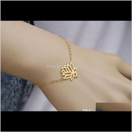 Charm sieraden drop levering 2021 10pcs- b013 mode gouden sier lotus kleine lotos bloem prom yoga bloembladen armbanden voor huwelijksgeschenken k3cq7