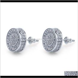 Charme Bijoux Drop Delivery 2021 Mode Glacé Sier Out Or Cz Bling Pour Rock Stud G Diamant Boucles D'oreilles Punk Rond De Mariage Hommes Xbcht Ccdl2