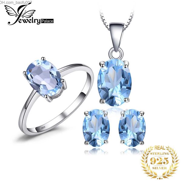 Charm Jewelry Palace Natural Amatista Limón Granate Oliva Topacio Azul 925 Anillo de Plata Esterlina Colgante Collar Conjunto de Joyas Z230706