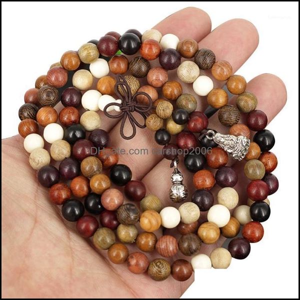 Charm Jewelrycharm Bracelets 108 Perles 6 / 8Mm Variété De Bois De Santal Tibétain Bouddhiste Prière Bouddha Mala Chapelet En Bois Bracelet4951 Drop Deliv