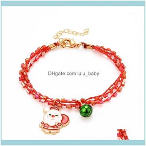 Charm JewelryCharm armbanden kerstthema Bell Santa Claus Shape Bracelet Super Trendy Alloy Handmade touw sieraden Gift1 Drop Delivery 20