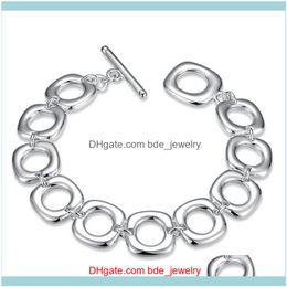 Charm Jewelrycharm Bracelets Géométrique Sier Chaîne Bracelet Forme Carrée Simple Jolie Fille Rencontres Bijoux Drop Delivery 2021 Xbzbp