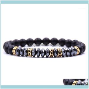 Charm Jewelrycharm Bracelets Men Personal Hematite Beads Bracelet Black Jewelry Matte Onyx Beaded For Man Gift1 Drop Delivery 2021 Owkmn