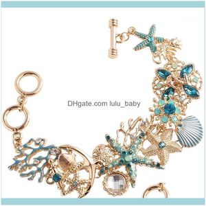 Charme BijouxCharm Bracelets Océan Bleu Étoile De Mer Corail Coquille Perle P Bracelet Bracelet Pour Femmes Mode Fête Dame Bijoux Cadeaux1 Drop Deliv