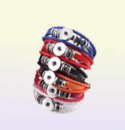 Charme Bijouxcharm Bracelets Bouton Snap Bracelet Bracelet Cuir rétro Retro Handmade Traided Fit 18 mm