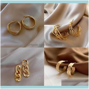 Charm Jewelryexaggerated Geometric Matte Frosted Simple Womens Gold Earrings Drop Delivery 2021 Jxbwn