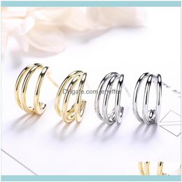 Charm JewelryFactoryi1O3Kangzhixing Circle S925 Wind Sterling Sier onverschilligheid Vrouwelijke persoonlijkheidslijn Ronde oorbellen Druppel levering 2021