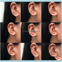 Charm JewelryModyle Ear Needle Wrap Cler Hook Oorbellen voor Vrouwen Ouricle Diagonal Stud Copper Inlaid Zirkoon Piercing / 1 PC Drop levering 202