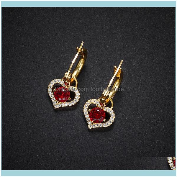 Charm Jewelrypeach Love Temperament Red Female French Net Heart Buckle S925 Sier Concentric Lock Boucles d'oreilles courtes Ear Aessories Drop Delivery