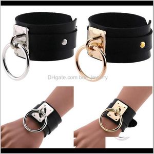 Charm Jewelrypu Bracelet en cuir Bracelet manchette Goth brassards en métal gothique Punk Bracelets femmes hommes Emo Cosplay bijoux livraison directe 2021 Wc