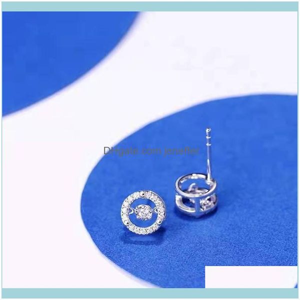 Charm Jewelrysterling Sier Korean Womens Smart S925 Swiss Carat Diamond Boucles d'oreilles Simple Tempérament Bijoux Drop Livraison 2021 0Fobj