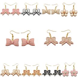 Charme Kawaii Noeud Fleur Boucles D'oreilles Costume Style Branché Femme Fille Bijoux Drop Delivery Smtb6