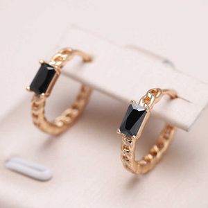 Charm Kinel Luxury Black Natural Zircon Pendientes para mujer Fine 585 Rose Gold Bride Pendientes Vintage Wedding Jewelry Gift Fashion 2022 G230225