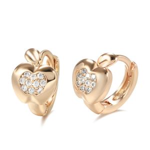 Charm Kinel Luxe Leuke Apple oorbellen voor meisjes 585 Rose Gold Natural Zirkon Stud Earrings Children Baby Xmas Gifts Animal Jewelry G230225