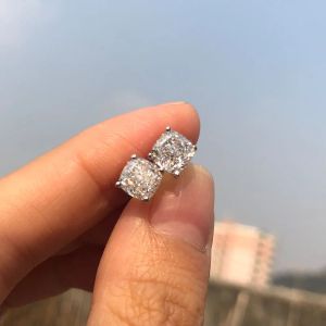 Breloque Knriquen 100% argent étincelant 6*6 Mm simulant Moissanite diamant mariage fiançailles boucles d'oreilles bijoux fins en gros