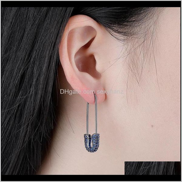 Charme coréen Micro pavé bijoux cuivre avec diamant modèle épingle à nourrice boucle d'oreille plaqué or femmes mode boucles d'oreilles Yarsc 4Mupr