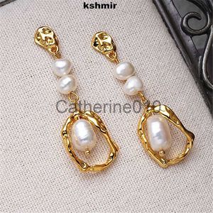 Charm Kshmir Natural Pearl -oorbellen vrouwelijk temperamentlicht luxe lange studs zilveren naald retro ooraccessoires groothandel J230817