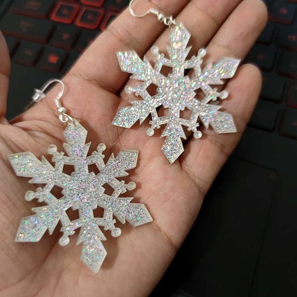 Charme KUGUYS mignon acrylique bijoux paillettes noël flocon de neige boucles d'oreilles pour fille femmes accessoires à la mode G230225