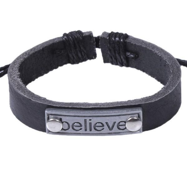 Pulsera de cuero con dijes Believe Best Friends, regalo, pulseras de amistad