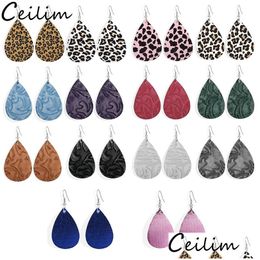 Charm Leopard Leather Oorbellen Charms Vintage Boho Teardrop Print Mticolors Pu Dangle Earring Voor Vrouwen Sieraden Accessoires Drop Deli Dhq9K