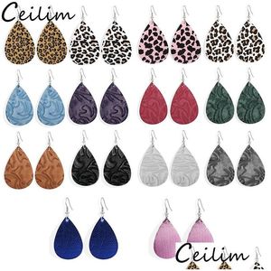 Charm Leopard Leather Earrings Charms Vintage Boho Teardrop Print Mticolors Pu cuelga el pendiente para las mujeres Accesorios de joyería Drop Deli Dhq9K