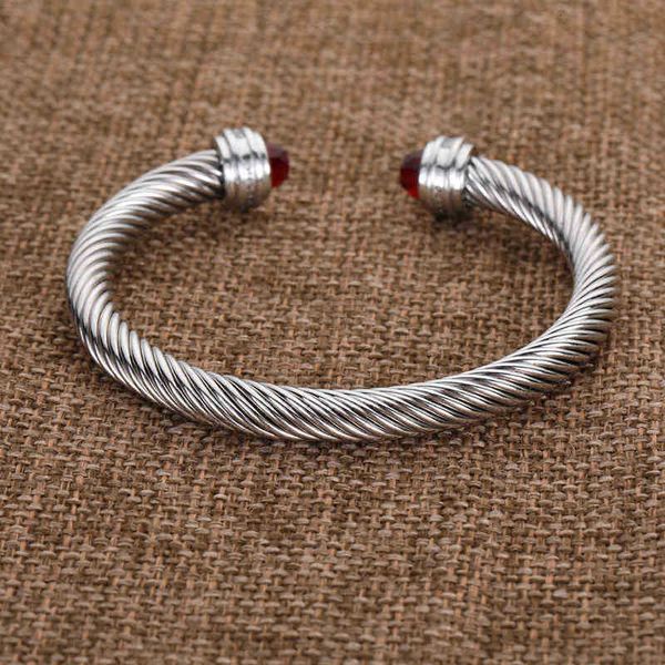 Charm Men Twist 7 mm Diseñador completo Brazalete Brazalete Pulsera Joyería Mujer Boda Cable Pulseras Cubic Zirconia Cristal Abierto 17F8