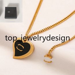 Charm Men Dames Designer Ketting Diamant Designbrief Hanger Choker roestvrij staal 18K Gold Brand Neckalces Chain Fashion Jewellery Gifts with Box