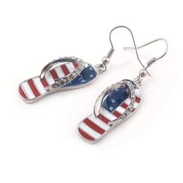 Charme mini flops boucles d'oreilles cristales pantoufles de drapeau américain