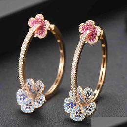 Charme Missvikki 2021 femmes à la mode fleur cerceau bijoux pour boucles d'oreilles de mariée élégantes brillant Aaa cubique zircone goutte Deliv Dhgarden Dhhua